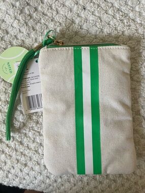 Green & White Stripe Canvas Wristlet